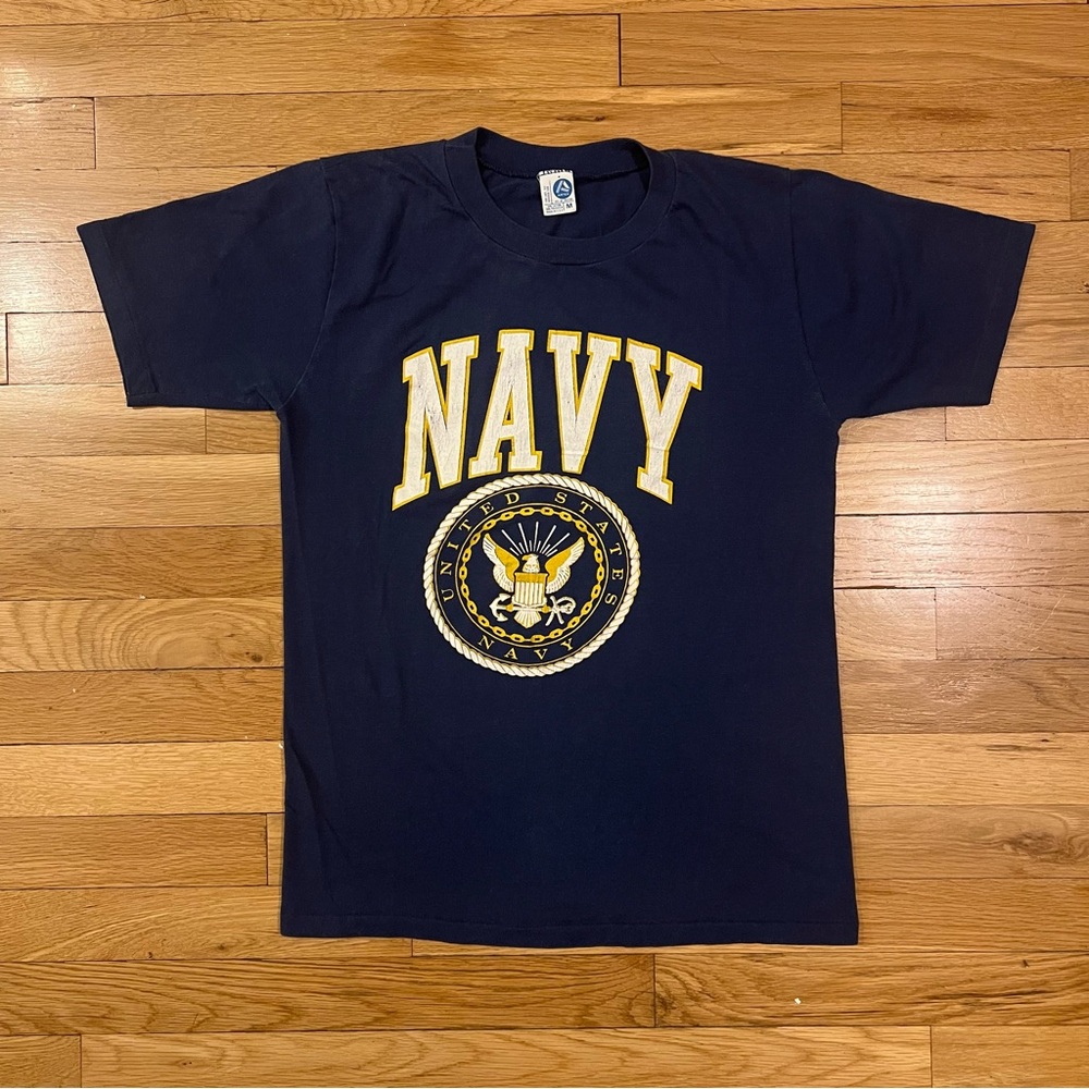 Vintage United States Navy Artex Navy Blue Medium T Shirt